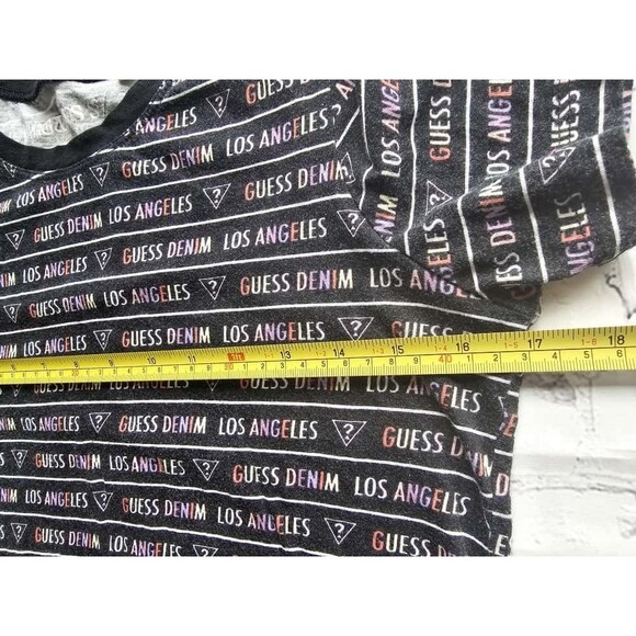 Guess Los Angeles Women’s T-Shirt Size S – Black Multi Logo Print Short Sleeve - Picture 4 of 7